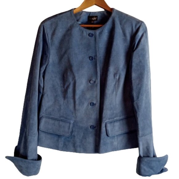 Studio 148 Blue Suede Jacket NWT - Picture 1 of 6